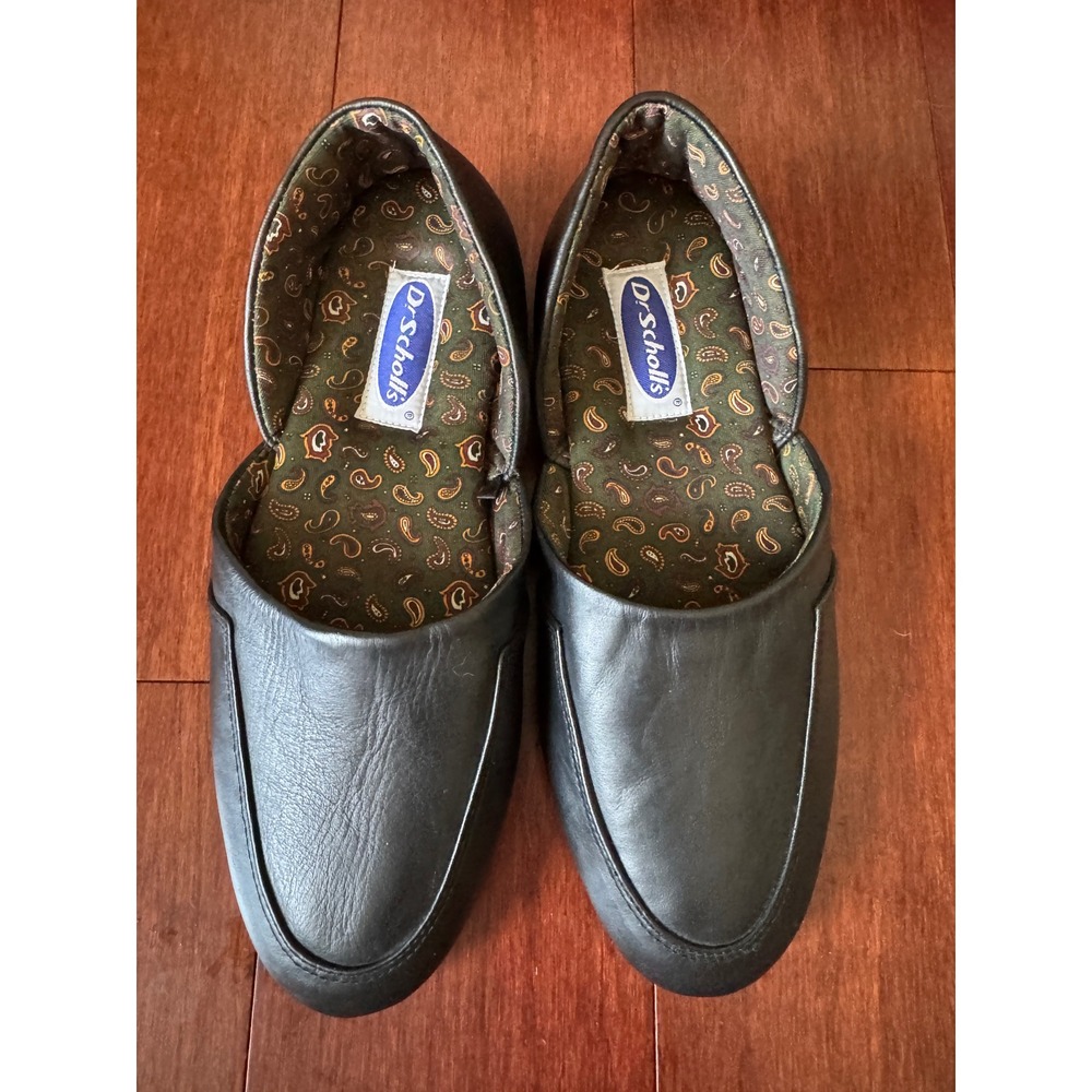 Dr Scholls Womens 9M Black Leather dOrsay Flats Pointed Toe Paisley 1390265
